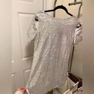 Silver sequin mini dress